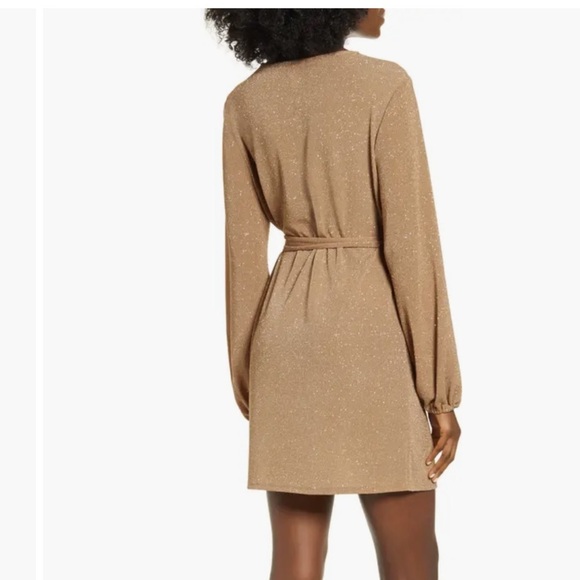 Leith Brown Sparkle Long-Sleeve Tie Waist Dress Small NWT - Picture 10 of 10